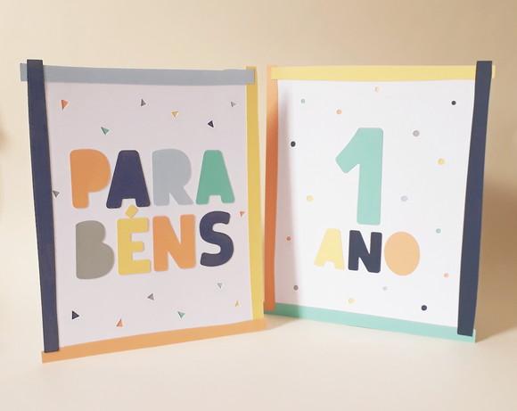 Kit com 2 Displays de Mesa Parabéns e Idade