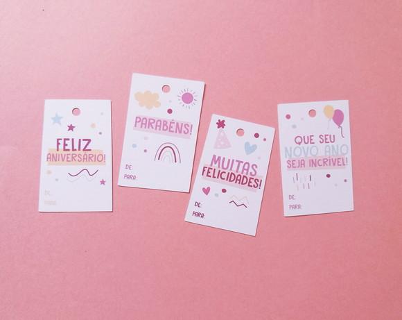 Kit com 24 Tags para Presente de Aniversário