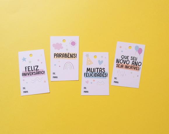 Kit com 24 Tags para Presente de Aniversário