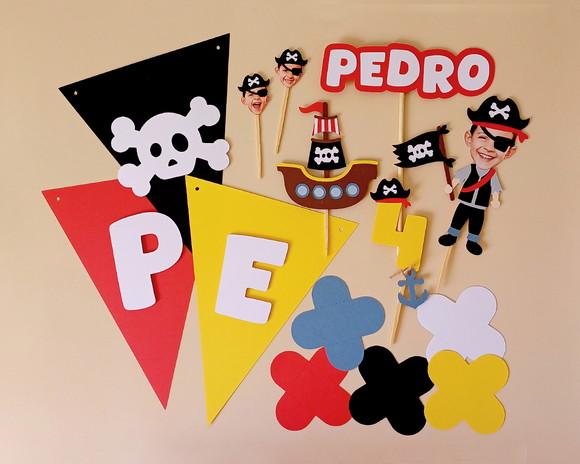 Kit Festa Piratas - Só Um Bolinho com Topper de Rostinho