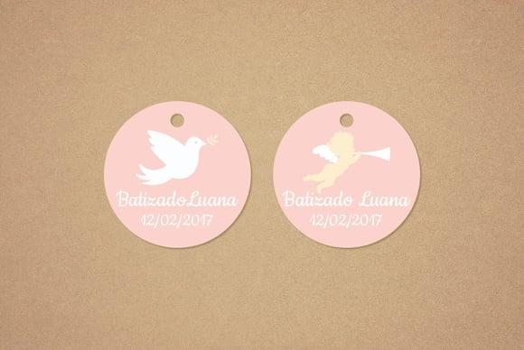 Tag Agradecimento Batizado Rosa