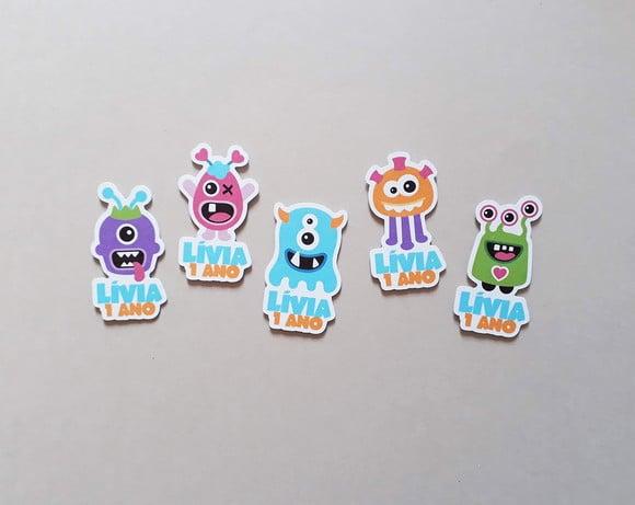 Tag Personalizada Monstrinhos para Tubete