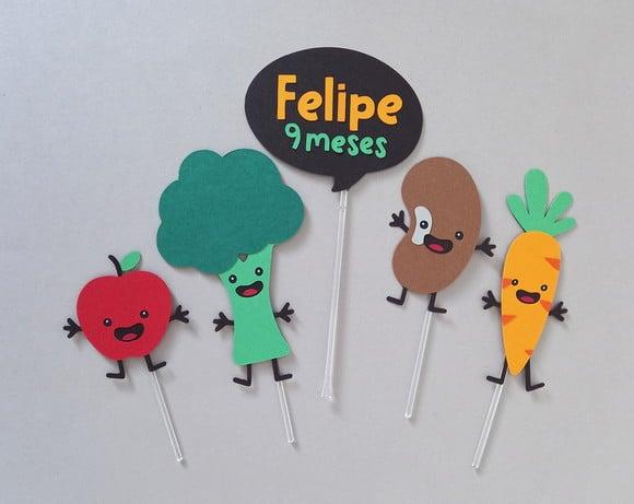 Topo de Bolo Alimentos Divertidos