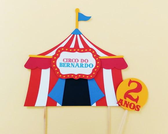 Topo de Bolo Circo Tenda