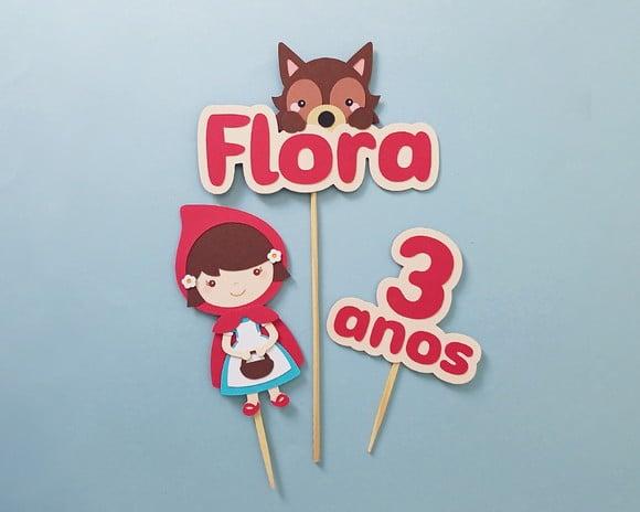 Topo de Bolo Chapeuzinho Vermelho e Lobo Mau