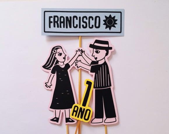 Topo de Bolo Estilo Xilogravura Cordel