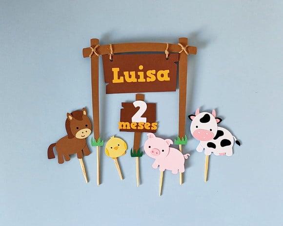 Topo de Bolo Fazendinha Personalizado