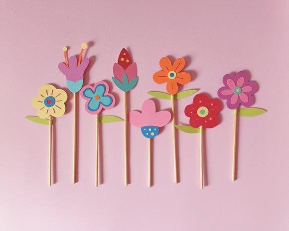 Topo de Bolo Flores Coloridas