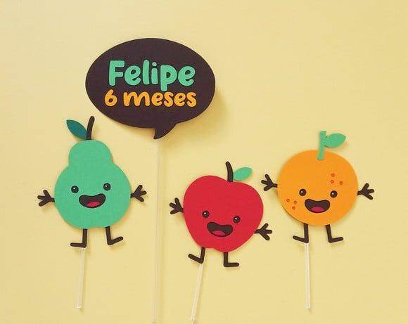 Topo de Bolo Frutinhas Divertidas