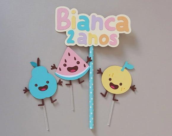 Topo de Bolo Frutinhas Divertidas Candy Colors