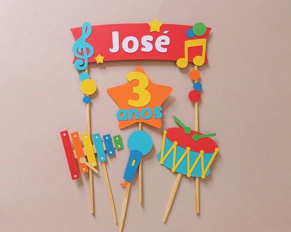 Topo de Bolo Instrumentos Musicais Infantis