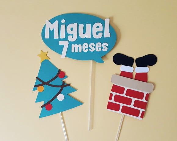 Topo de Bolo Natal Papai Noel na Chaminé