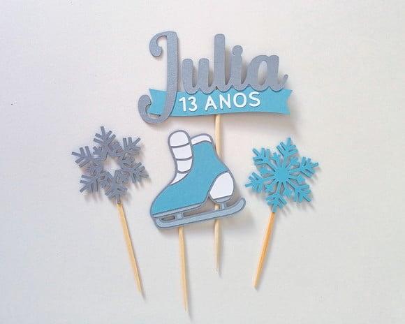Topo de Bolo Patinação no Gelo