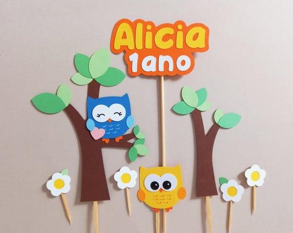 Topo de Bolo Personalizado Corujinha