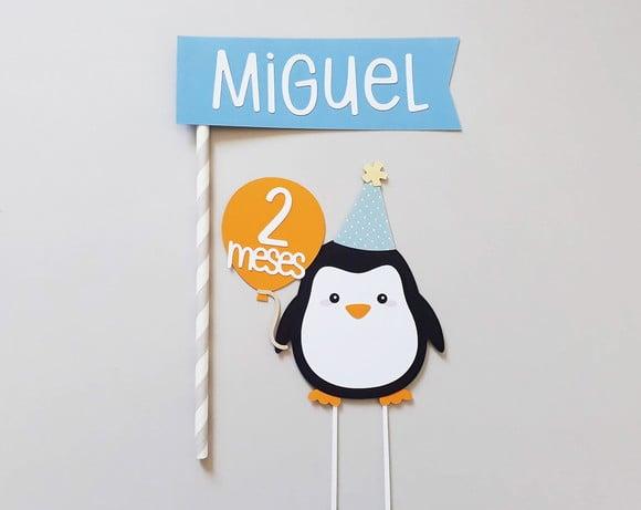 Topo de Bolo Pinguim Menino