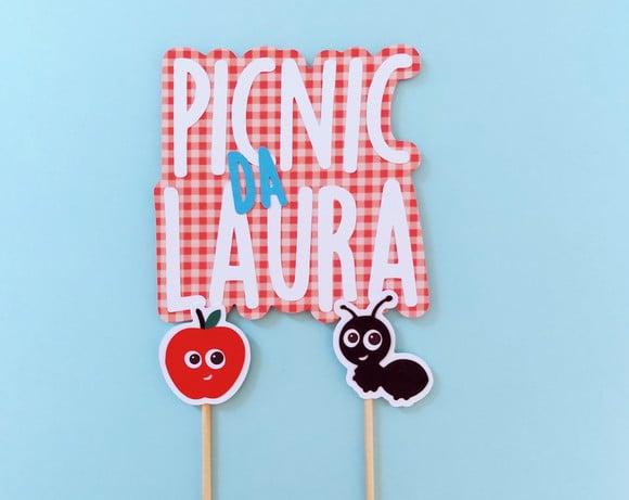 Topo de Bolo Picnic com Nome