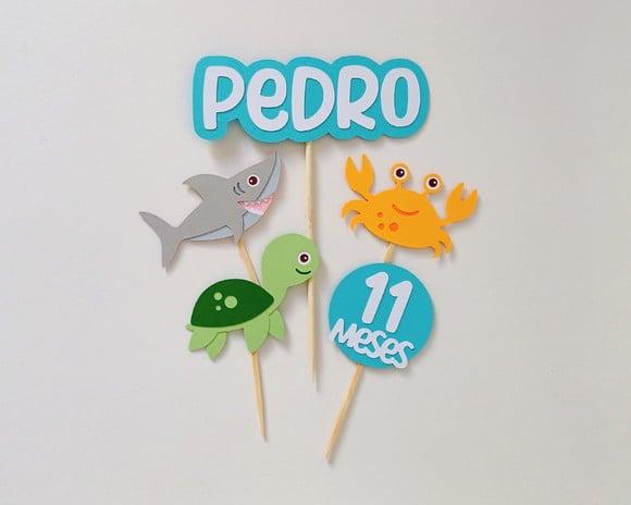 Topo de Bolo Personalizado Fundo do Mar