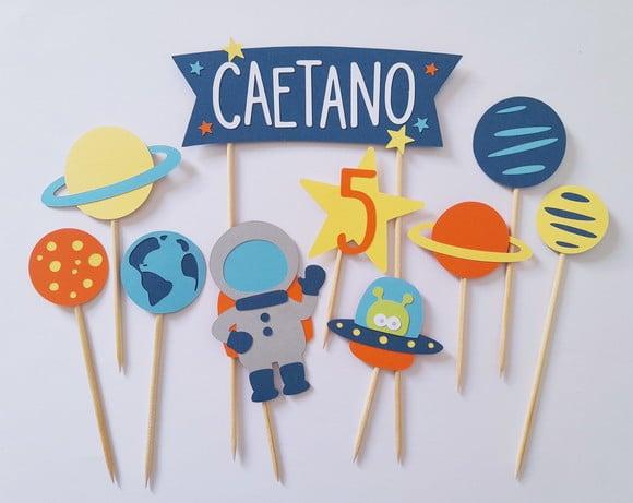 Topo de Bolo Planetas e Astronauta