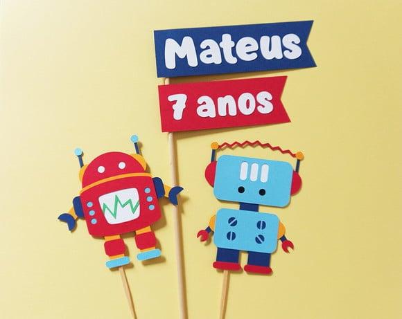 Topo de Bolo Robozinhos