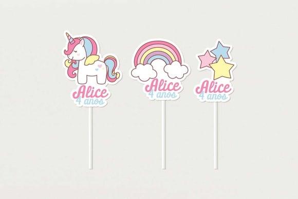 Topper Unicórnio Personalizado