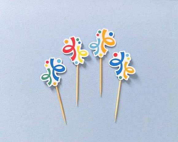 Mini Topper Confete e Serpentina