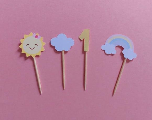 Mini Topper Solzinho e Arco-íris Candy Colors