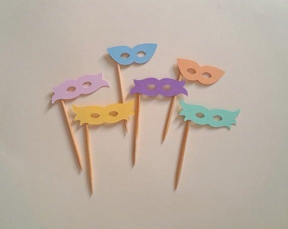 Mini Toppers Máscaras de Carnaval Candy Colors