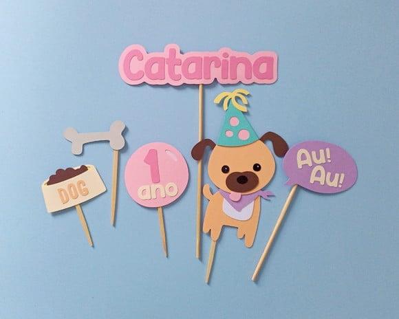 Kit Topo de Bolo Cachorrinho