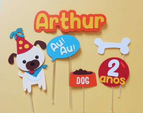Kit Topo de Bolo Cachorrinho
