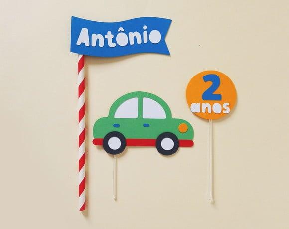 Kit Topo de Bolo Carrinho