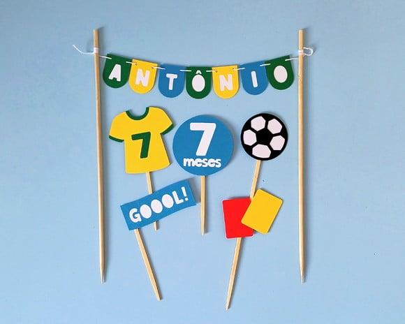 Kit Topo de Bolo Futebol Varal