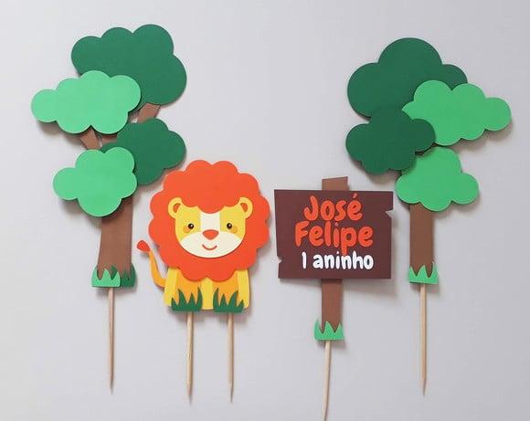 Kit Topo de Bolo Leão