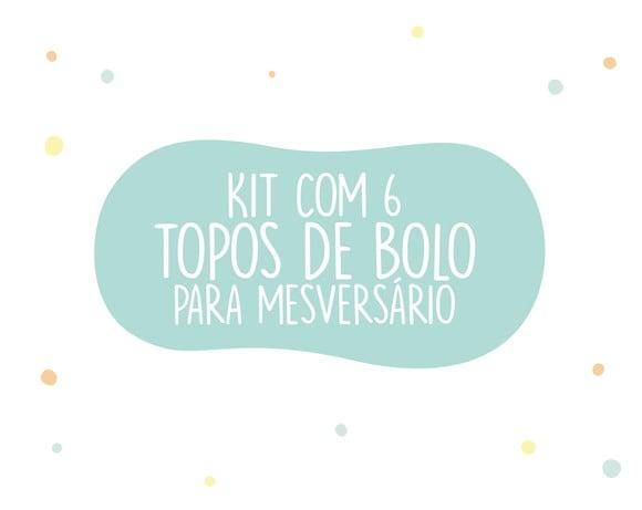 Kit Topo de Bolo para Mesversário com 6 Unidades