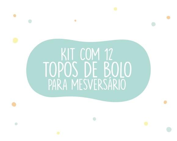 Kit com 12 Unidades Topo de Bolo para Mesversário