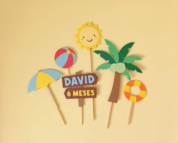 Kit Topo de Bolo Praia Verão