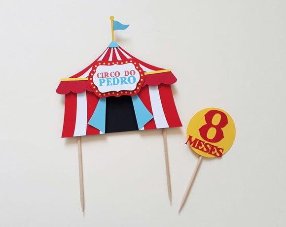 Topo de Bolo Circo Tenda