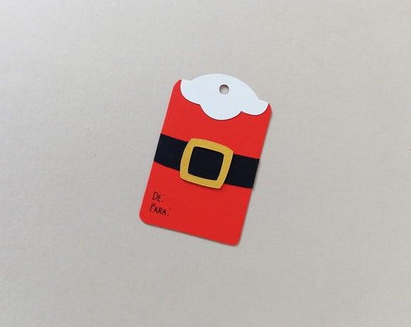 Tag para Presente de Natal Papai Noel De/para em Camadas