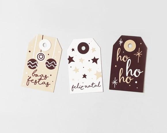 Tags para Presente de Natal Bege