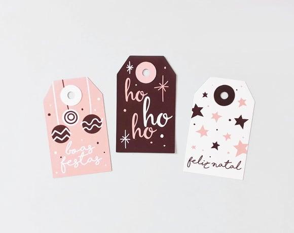 Tags para Presente de Natal Rosa