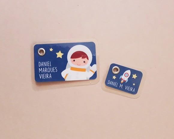 Kit Tags Plastificadas Mochila e Lancheira Astronauta