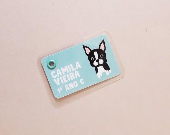 Tag Plastificada de Identificação Boston Terrier