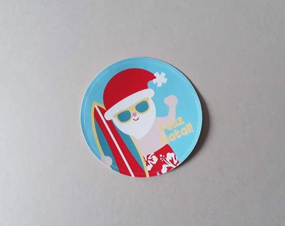 Adesivo Papai Noel Surfista 5 cm