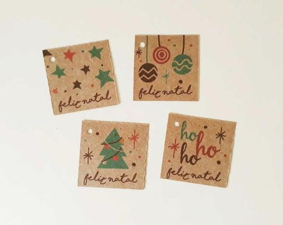 Kit com 24 Tags para Presente de Natal Kraft