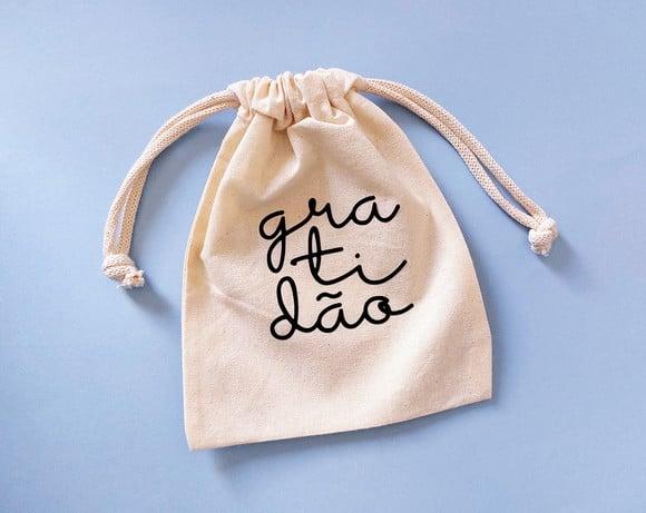 Saquinho de Algodão para Presente Gratidão 10x15 cm