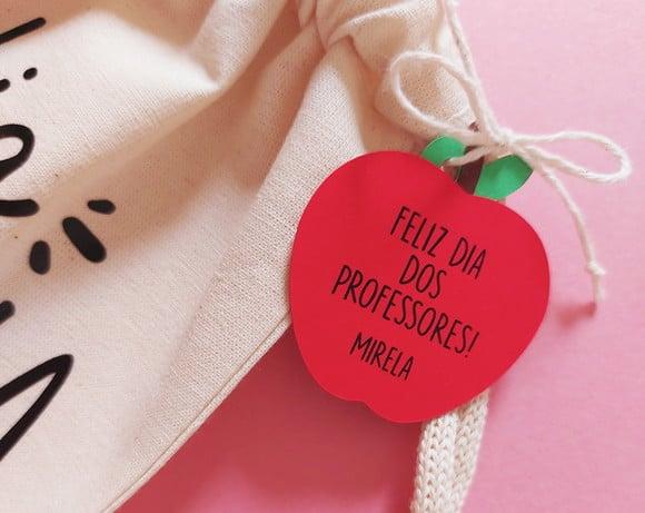 Saquinho para Presente de Dia dos Professores com Tag