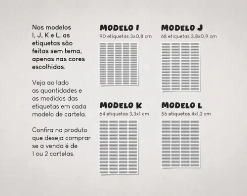 Etiquetas Escolares em Vinil Adesivo - Cartelas Diferentes