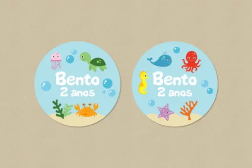 Adesivo Personalizado Fundo do Mar 6 cm
