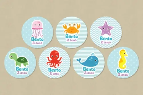 Adesivo Fundo do Mar Personalizado 6 cm