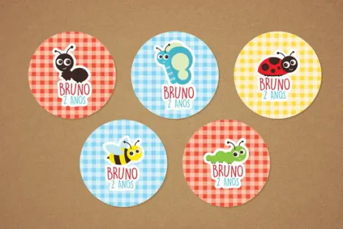 Adesivo Picnic Insetos 6 cm