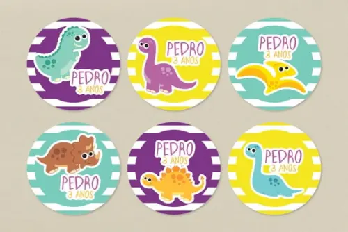 Adesivos Dinossauros Baby 6 cm